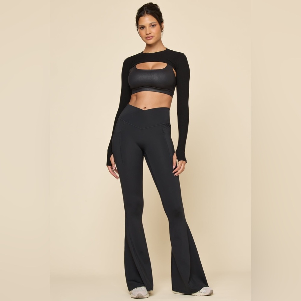 POPFLEX Black High-Waist Flared Leggings